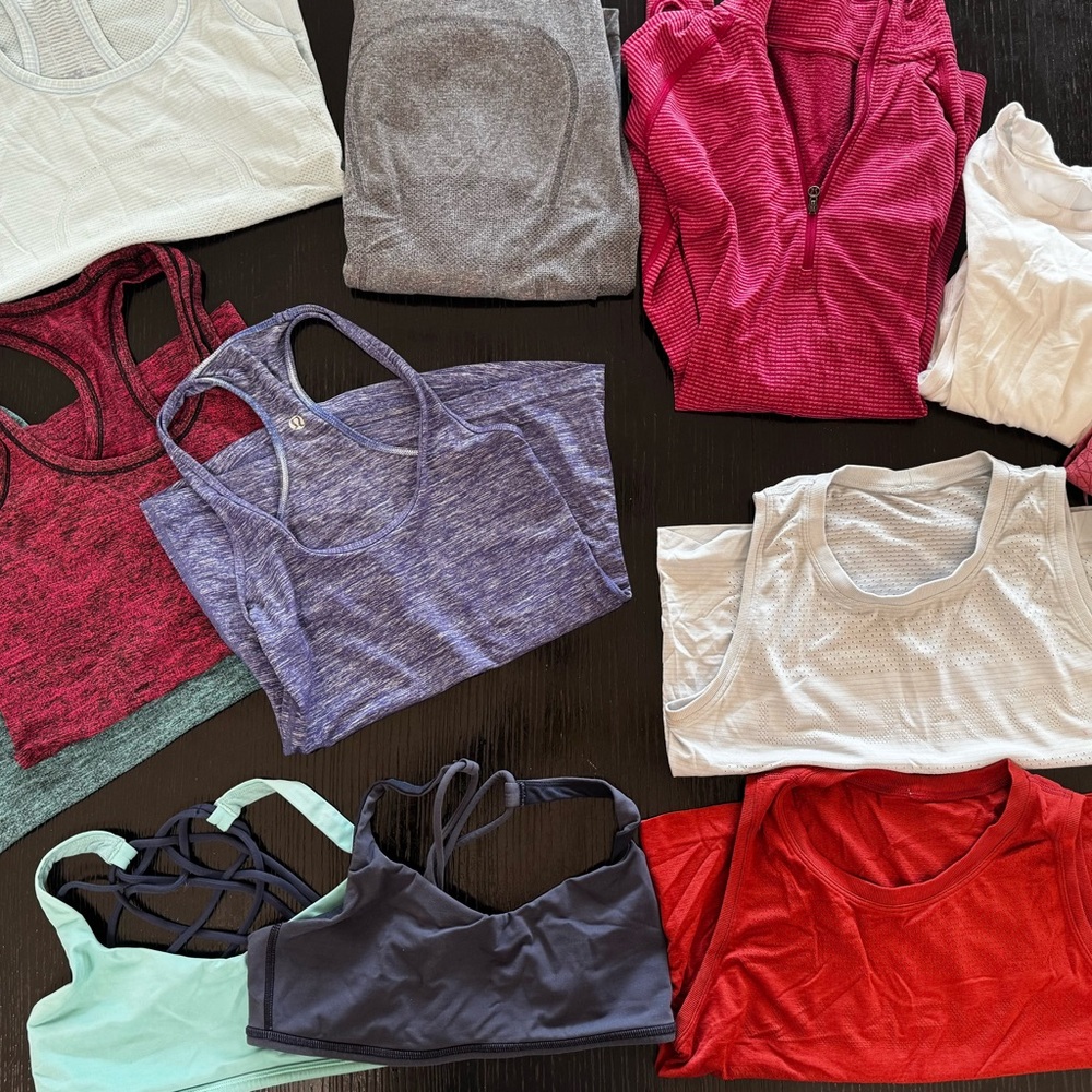 Women's LuLu Lemon 12 piece assorted tops 6 tank 2 bra  2 crop 2 longsleeve